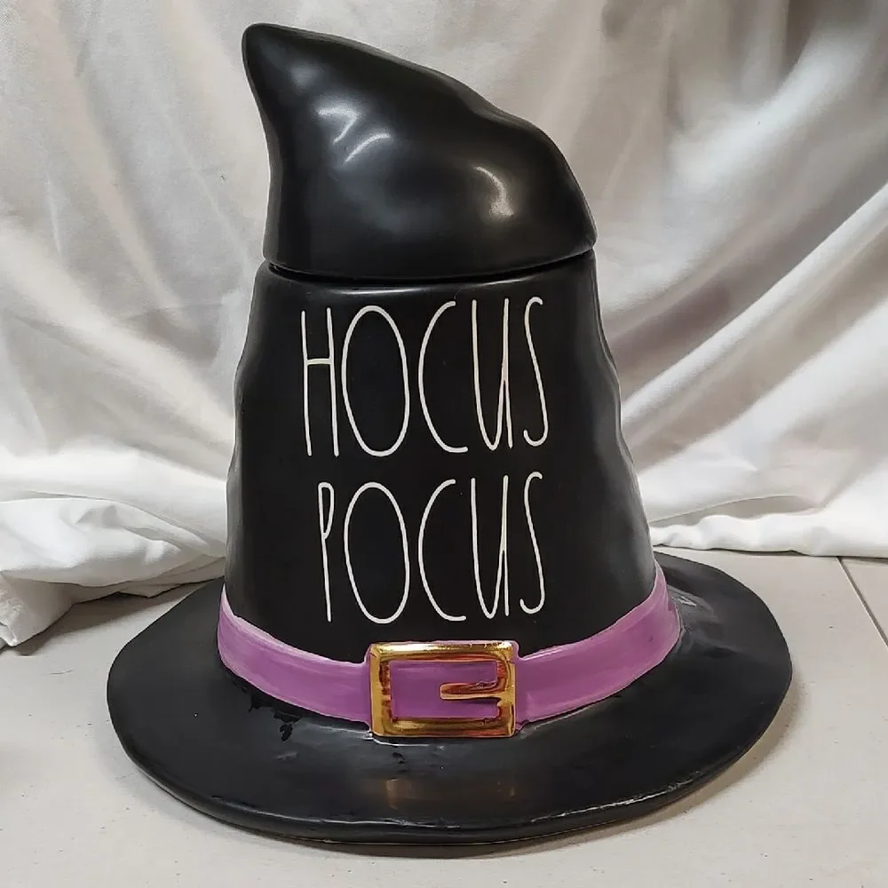 Rae Dunn HOCUS POCUS Black Witch Hat Cookie Jar